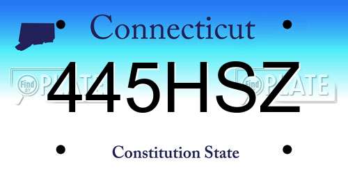 445HSZ Connecticut License Plate
