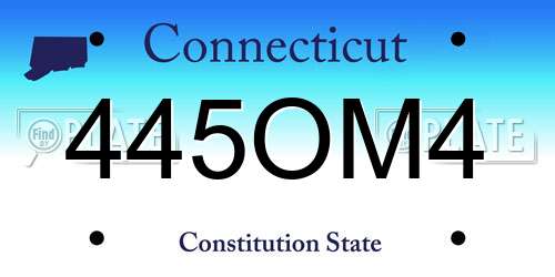 445OM4 Connecticut License Plate