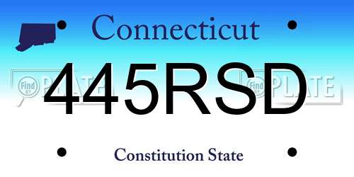 445RSD Connecticut License Plate