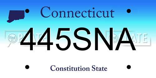 445SNA Connecticut License Plate