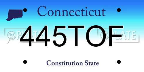 445TOF Connecticut License Plate