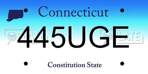 445UGE Connecticut License Plate