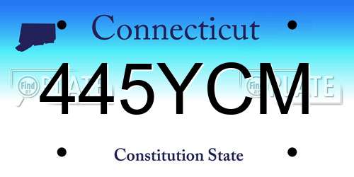 445YCM Connecticut License Plate