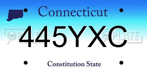 445YXC Connecticut License Plate