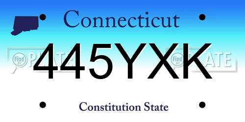 445YXK Connecticut License Plate
