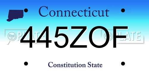 445ZOF Connecticut License Plate