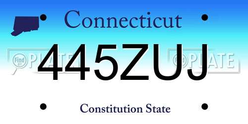 445ZUJ Connecticut License Plate