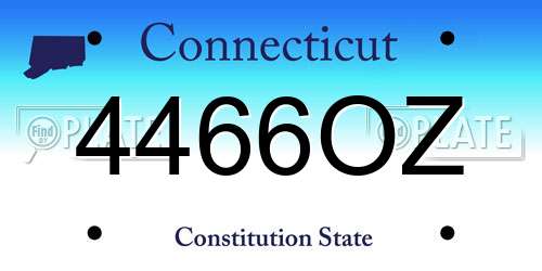 4466OZ Connecticut License Plate