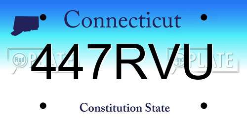 447RVU Connecticut License Plate