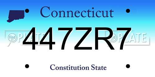 447ZR7 Connecticut License Plate