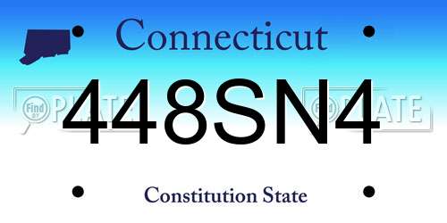 448SN4 Connecticut License Plate