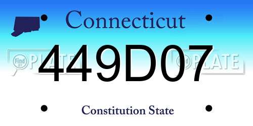 449D07 Connecticut License Plate