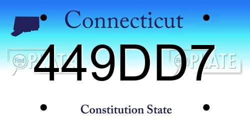 449DD7 Connecticut License Plate