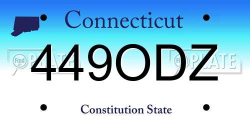 449ODZ Connecticut License Plate