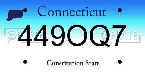 449OQ7 Connecticut License Plate
