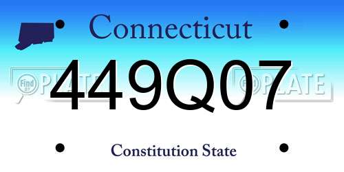 449Q07 Connecticut License Plate