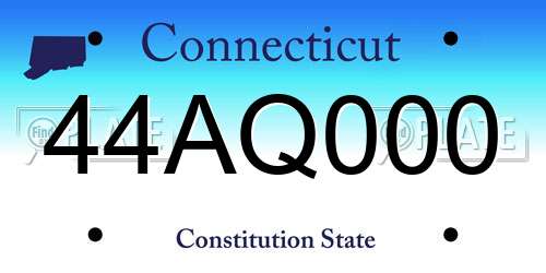 44AQ000 Connecticut License Plate
