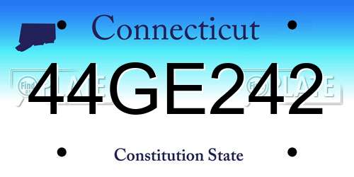 44GE242 Connecticut License Plate