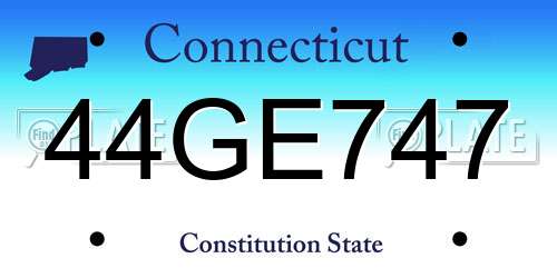 44GE747 Connecticut License Plate