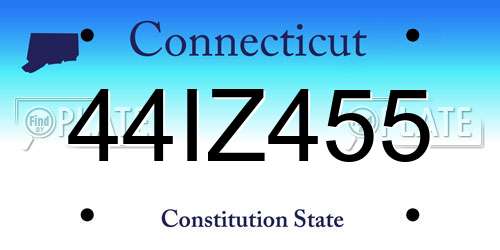 44IZ455 Connecticut License Plate