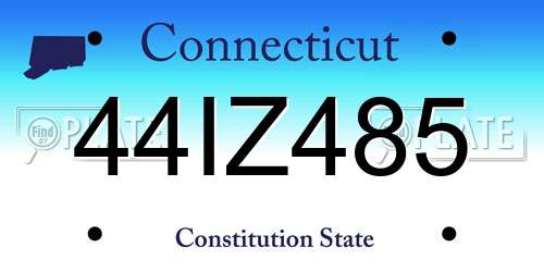 44IZ485 Connecticut License Plate