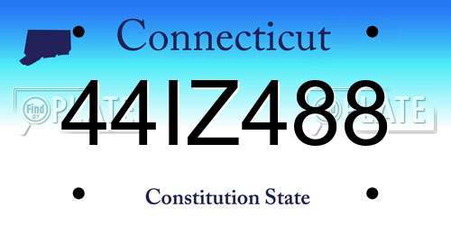 44IZ488 Connecticut License Plate