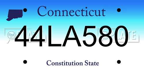 44LA580 Connecticut License Plate