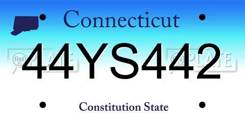 44YS442 Connecticut License Plate