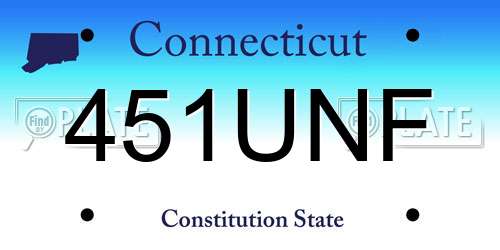 451UNF Connecticut License Plate