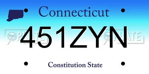 451ZYN Connecticut License Plate