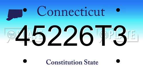 45226T3 Connecticut License Plate