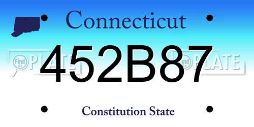452B87 Connecticut License Plate