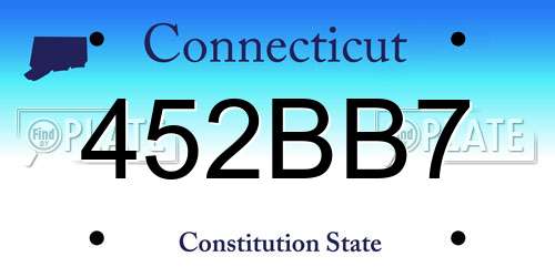 452BB7 Connecticut License Plate
