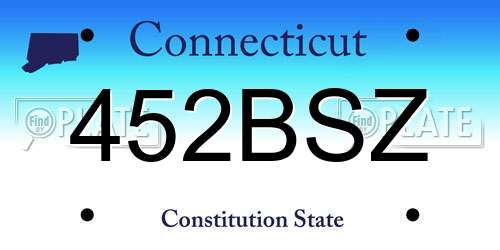 452BSZ Connecticut License Plate