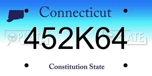 452K64 Connecticut License Plate