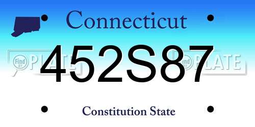 452S87 Connecticut License Plate