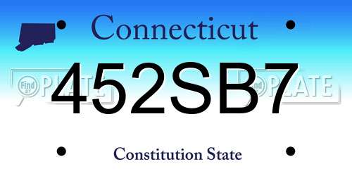 452SB7 Connecticut License Plate