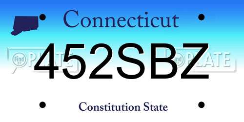 452SBZ Connecticut License Plate