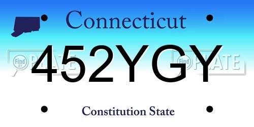452YGY Connecticut License Plate