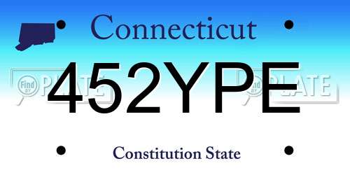 452YPE Connecticut License Plate