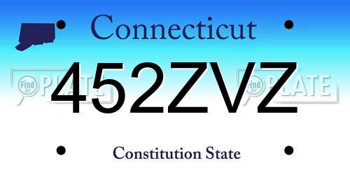 452ZVZ Connecticut License Plate