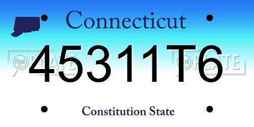 45311T6 Connecticut License Plate