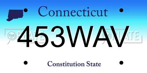 453WAV Connecticut License Plate