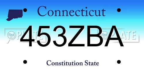 453ZBA Connecticut License Plate