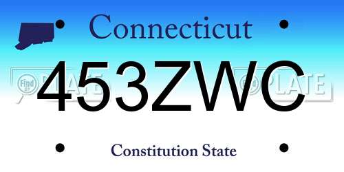 453ZWC Connecticut License Plate