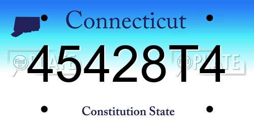 45428T4 Connecticut License Plate