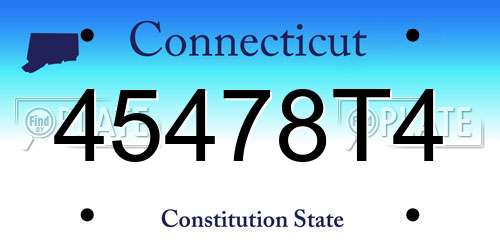 45478T4 Connecticut License Plate