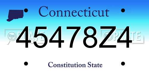 45478Z4 Connecticut License Plate