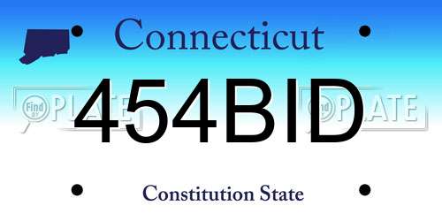 454BID Connecticut License Plate