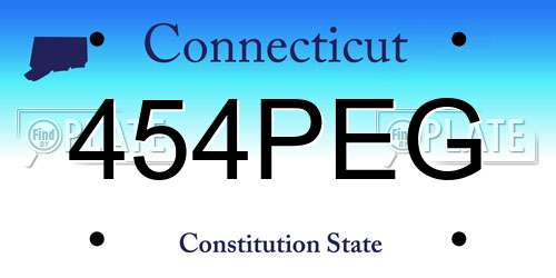 454PEG Connecticut License Plate